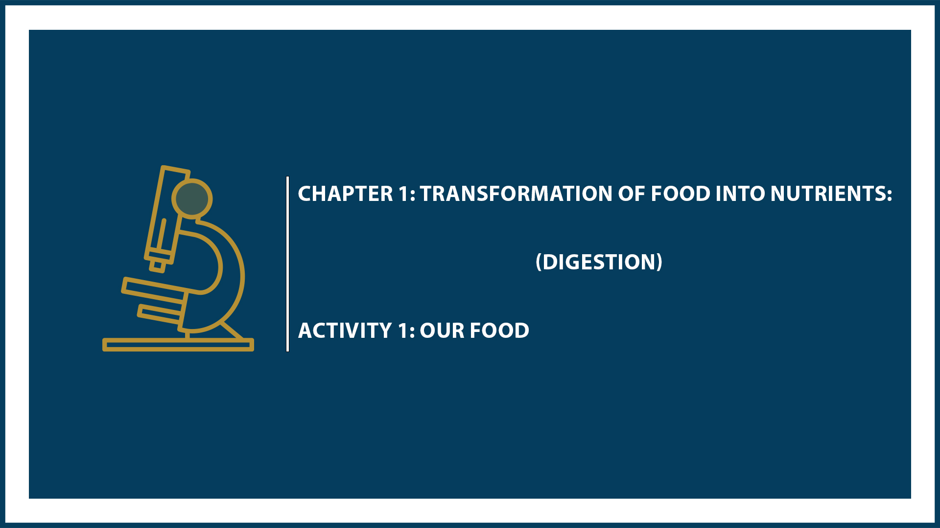 Chapter 1: Digestion - Activity 1: Our Food